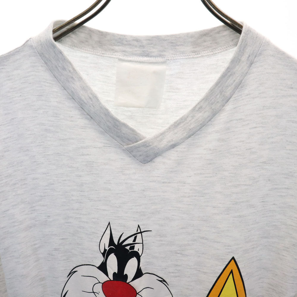 Warner Bros ワーナーブラザーズ 90s オールド ルーニーテューンズ シルベスター 半袖 Tシャツ ワンピース ライトグレー レディース