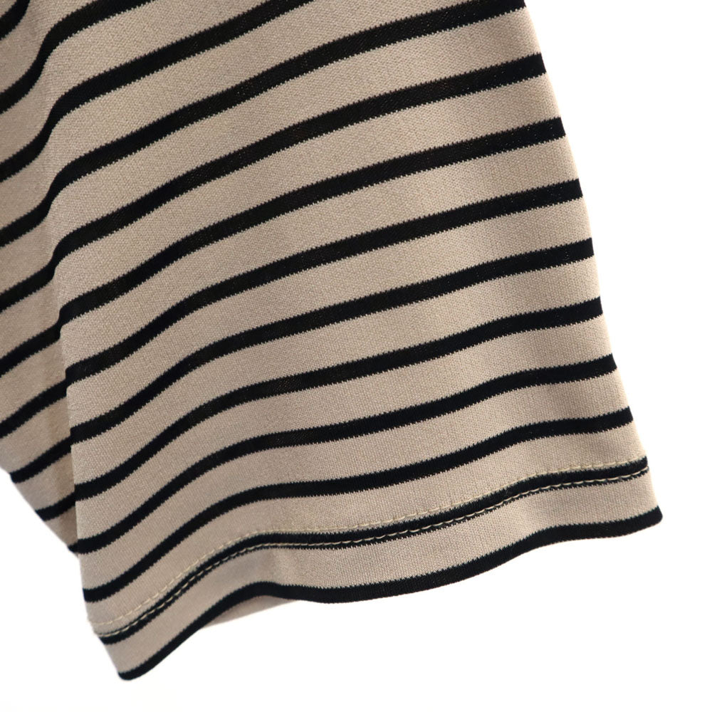 IMPRESSION インプレッション ボーダー柄 5分袖 ワンピース 36 ベージュ レディース