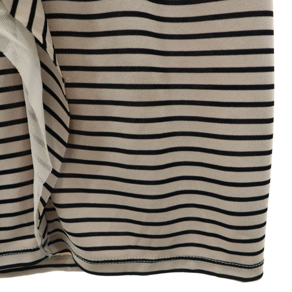 IMPRESSION インプレッション ボーダー柄 5分袖 ワンピース 36 ベージュ レディース