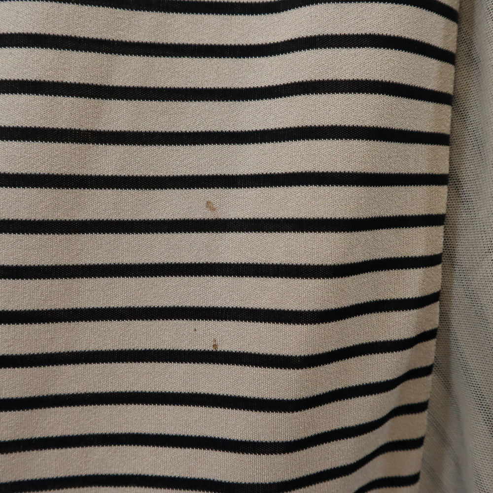 IMPRESSION インプレッション ボーダー柄 5分袖 ワンピース 36 ベージュ レディース