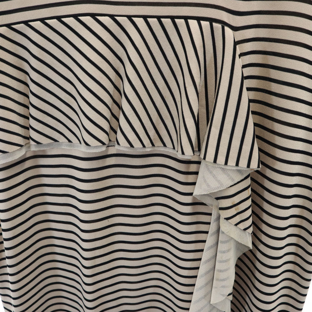 IMPRESSION インプレッション ボーダー柄 5分袖 ワンピース 36 ベージュ レディース