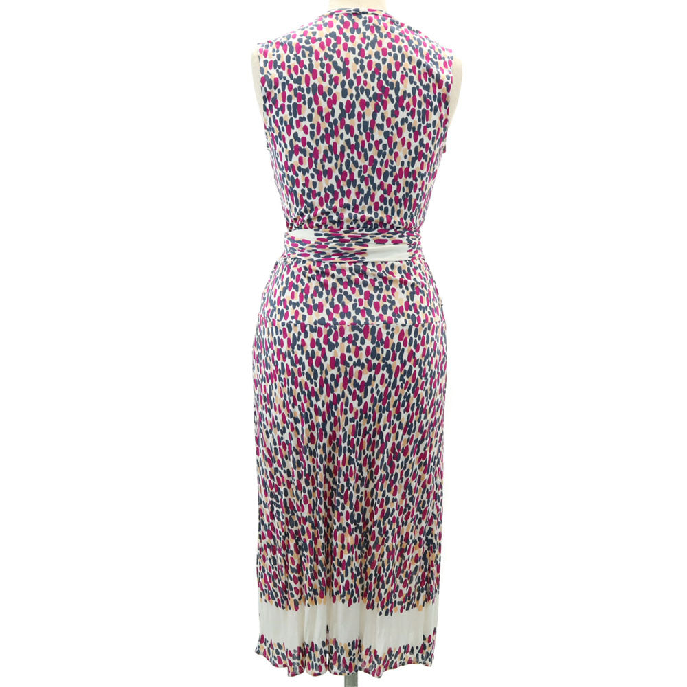 美品 ISSA イッサ ノースリーブ ワンピース UK 6 ホワイト 他 レディース