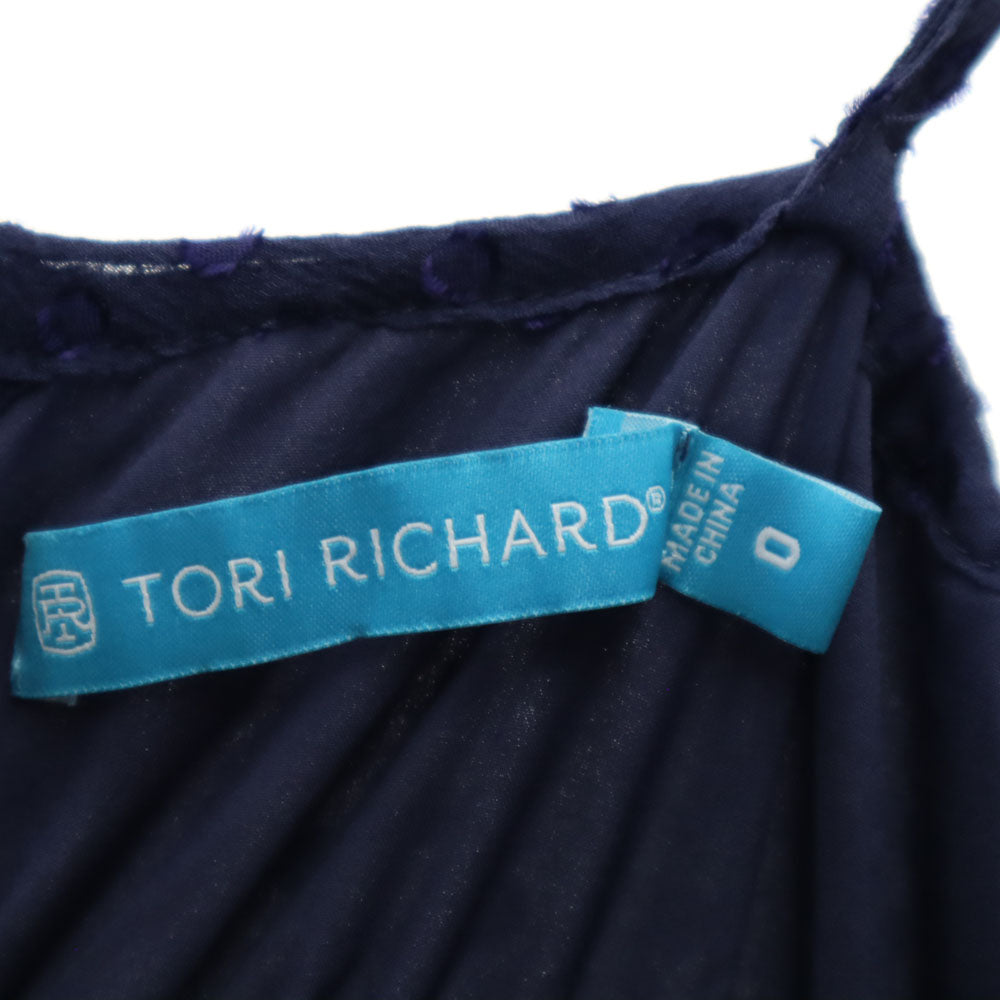 Tori Richard トリリチャード シルクブレンド ドット柄 キャミワンピース ネイビー レディース