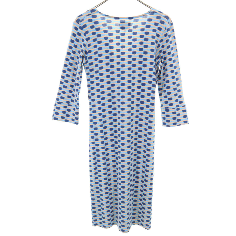 未使用 AVOCA アヴォカ 7分袖 ロングワンピース 38 ブルー タグ付き レディース