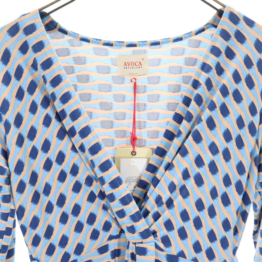 未使用 AVOCA アヴォカ 7分袖 ロングワンピース 38 ブルー タグ付き レディース