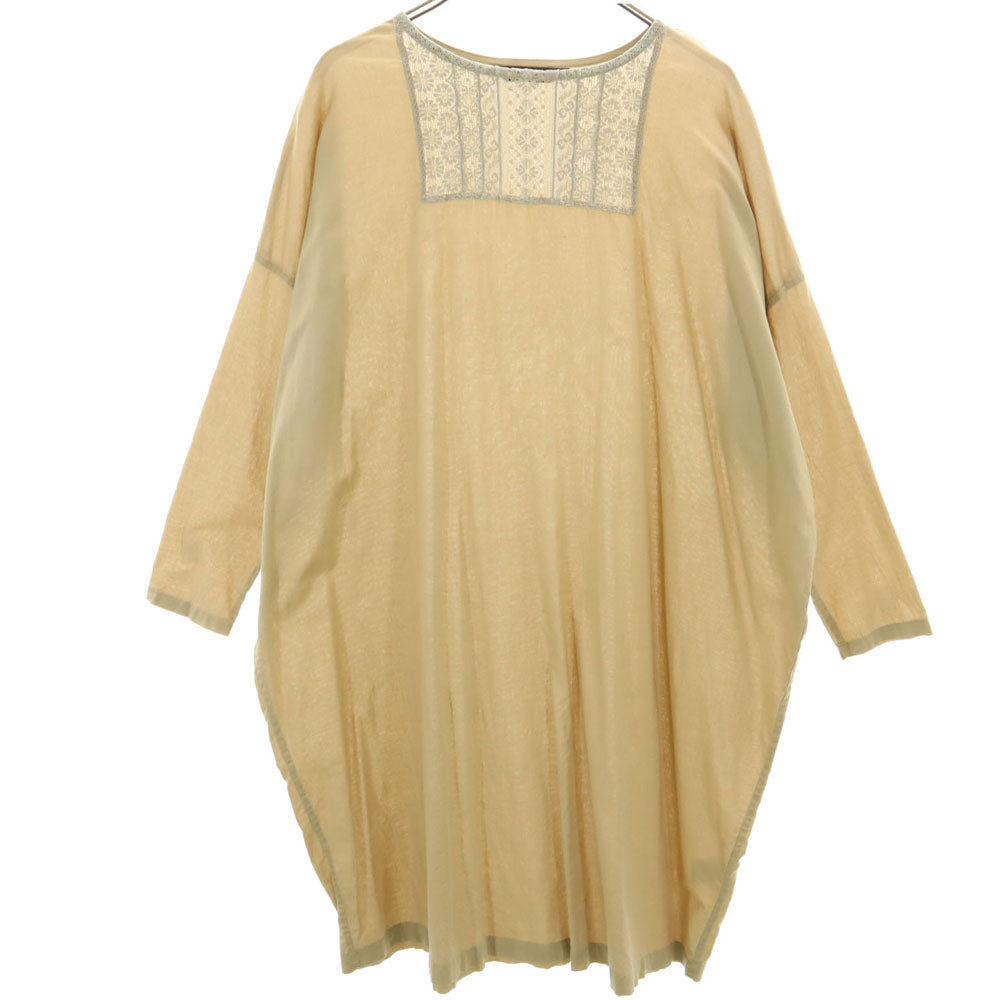 mizuiro ind ミズイロインド 7分袖 ロングワンピース ブラウン レディース