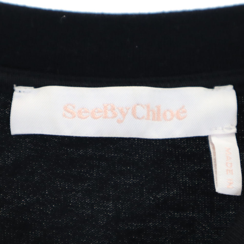 SEE BY CHLOE シーバイクロエ 半袖 ロングワンピース S ブラック レディース