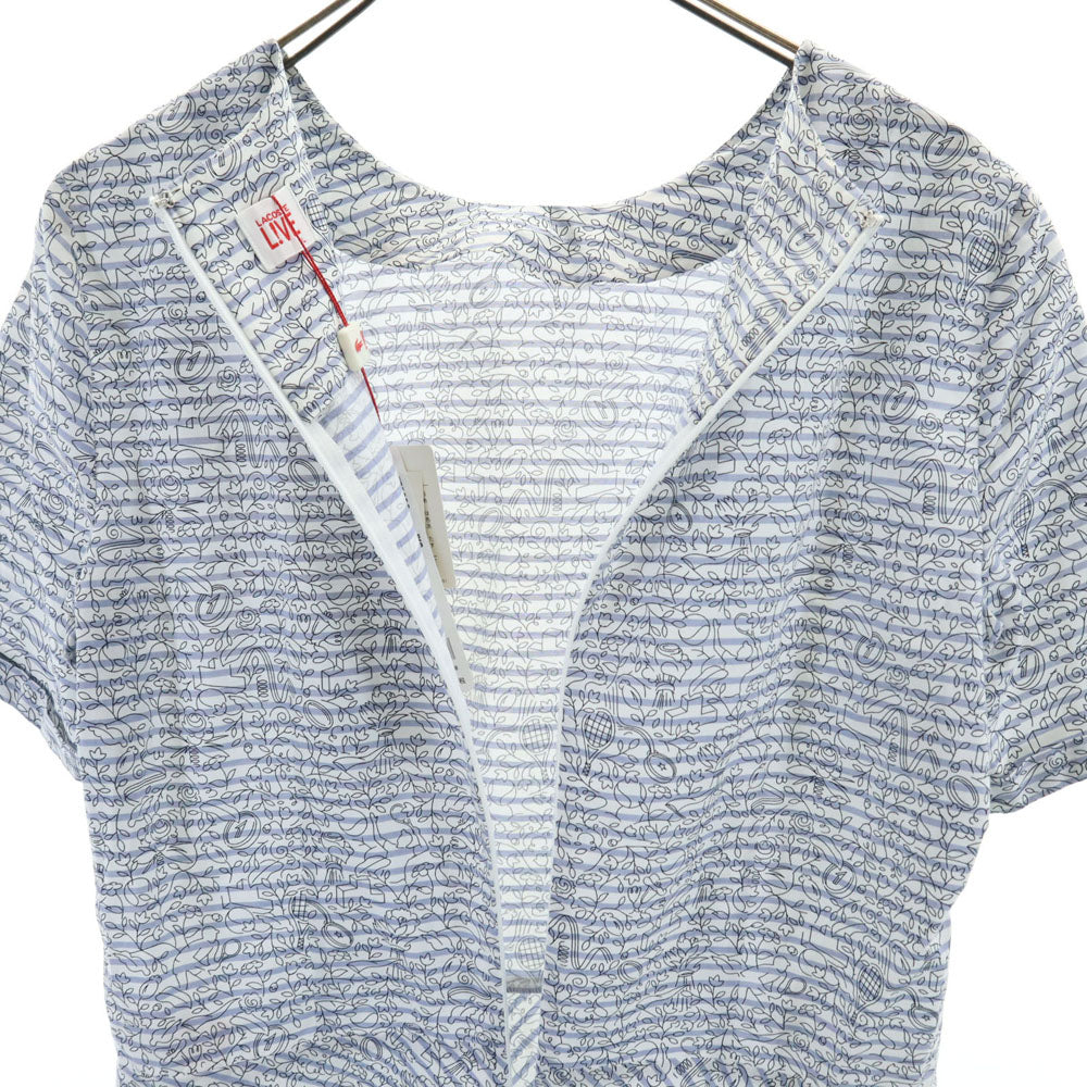 未使用 LACOSTE L!VE ラコステライブ 花柄 半袖 ワンピース L ホワイト 他 レディース