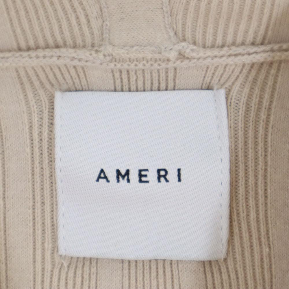 AMERI UNDRESSED アメリ リネンブレンド ノースリーブ リブニット ロングワンピース ベージュ レディース