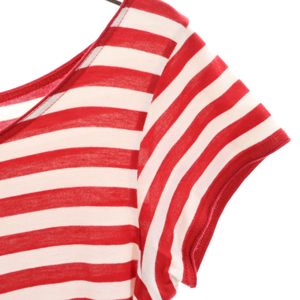 アニエスベー 日本製 ボーダー柄 半袖 Tシャツ ワンピース 2 レッド agnes b. レディース