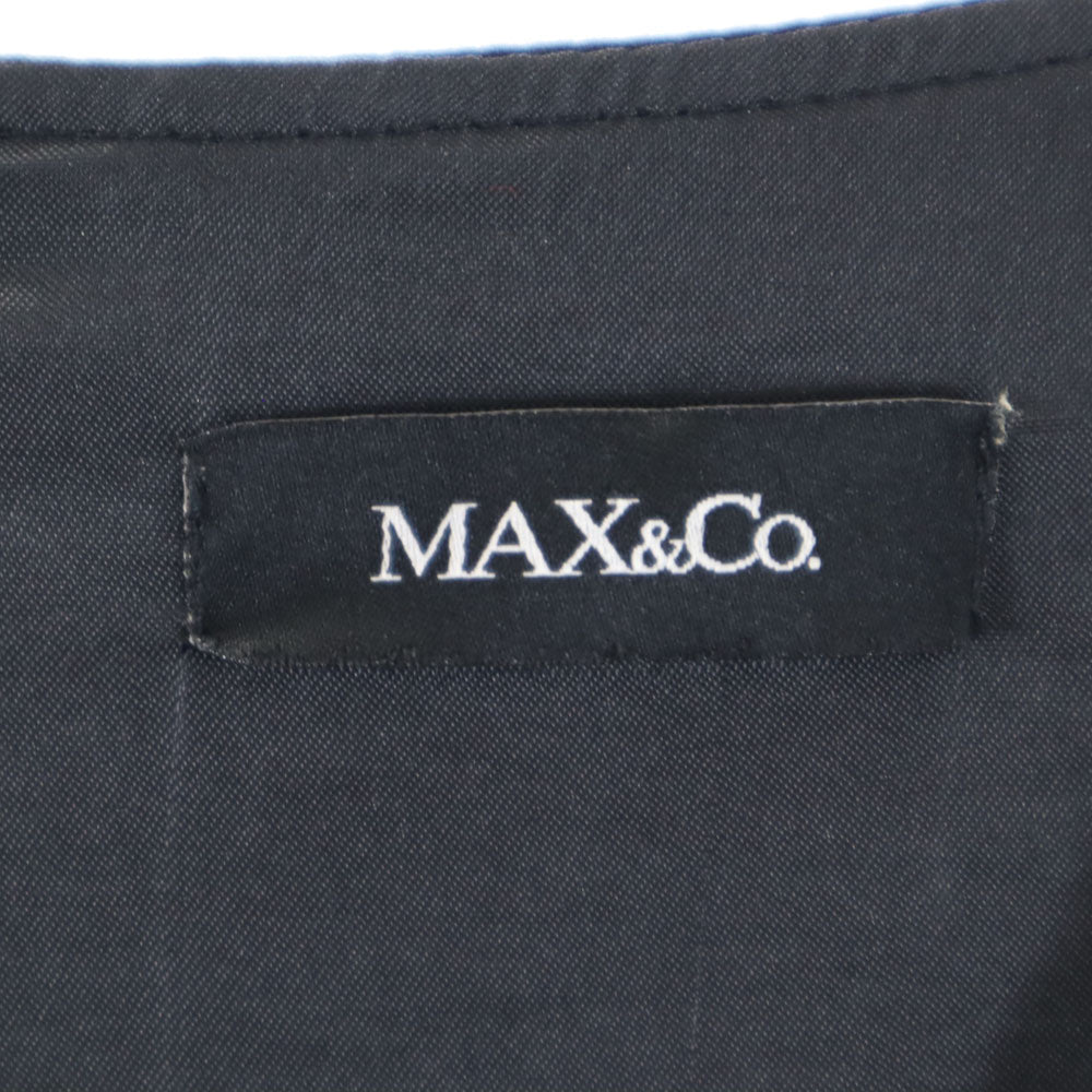 MAX&CO マックスアンドコー 5分袖 切替 ロングワンピース 40 ネイビー系 バックジップ レディース