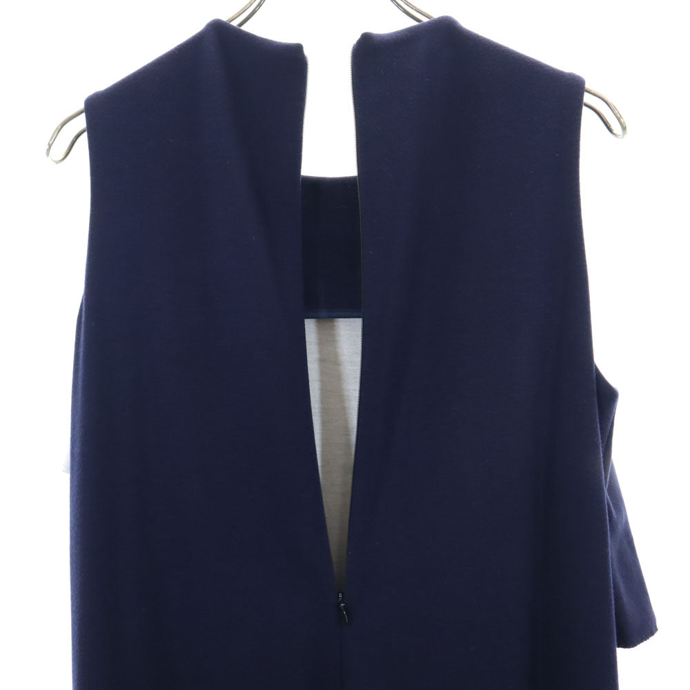 yori ヨリ 日本製 ノースリーブ ロングワンピース 36 ネイビー レディース