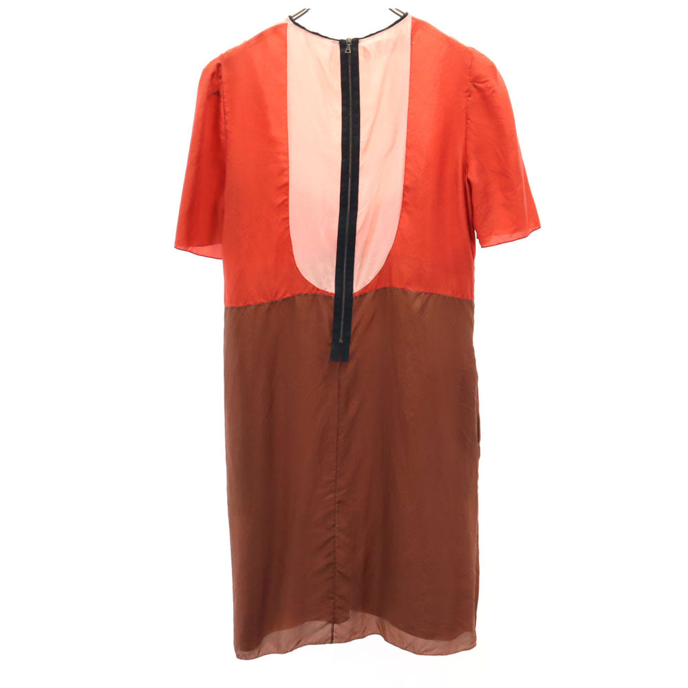 MARNI マルニ イタリア製 シルク 半袖 ミニワンピース 38 ブラウン系 レディース