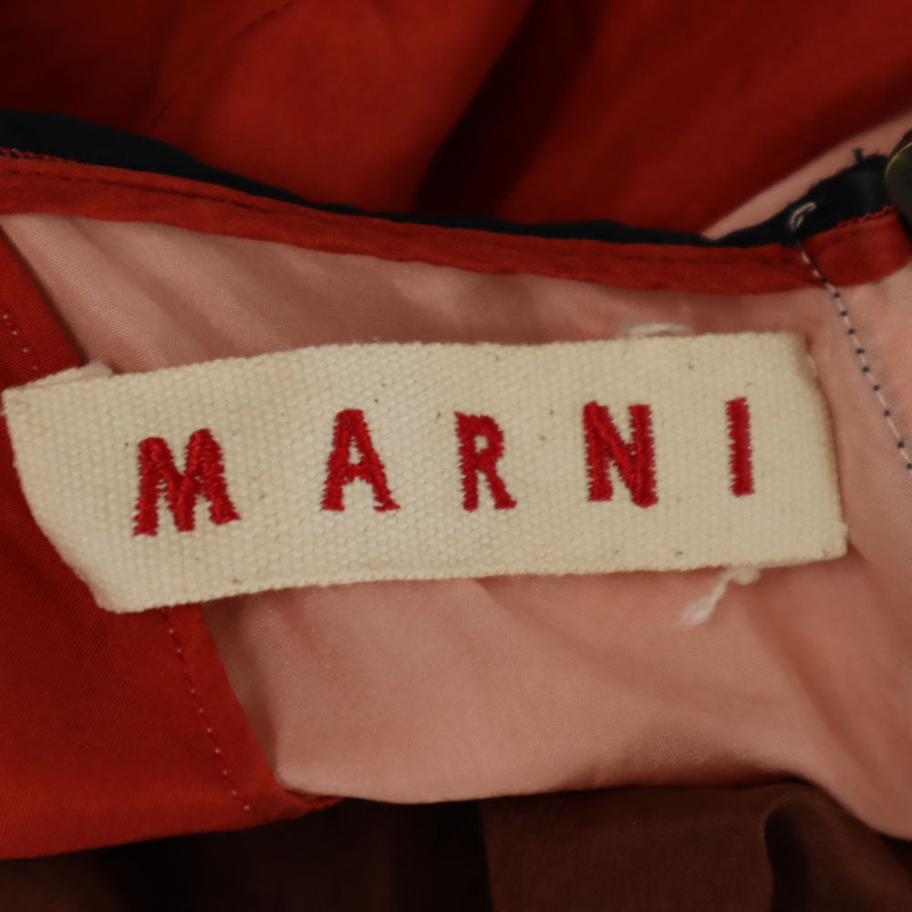 MARNI マルニ イタリア製 シルク 半袖 ミニワンピース 38 ブラウン系 レディース