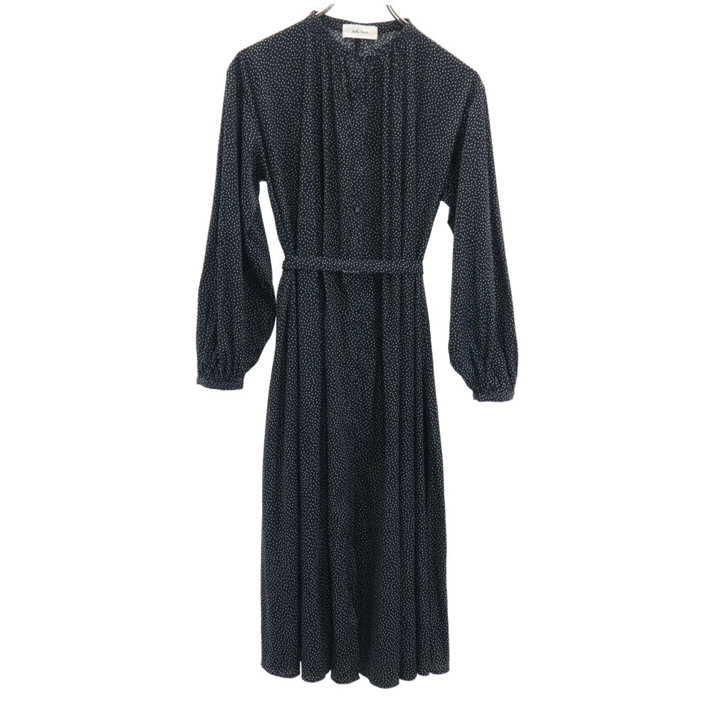 ミラオーウェン ドット柄 長袖 ロングワンピース F ブラック Mila Owen レディース
