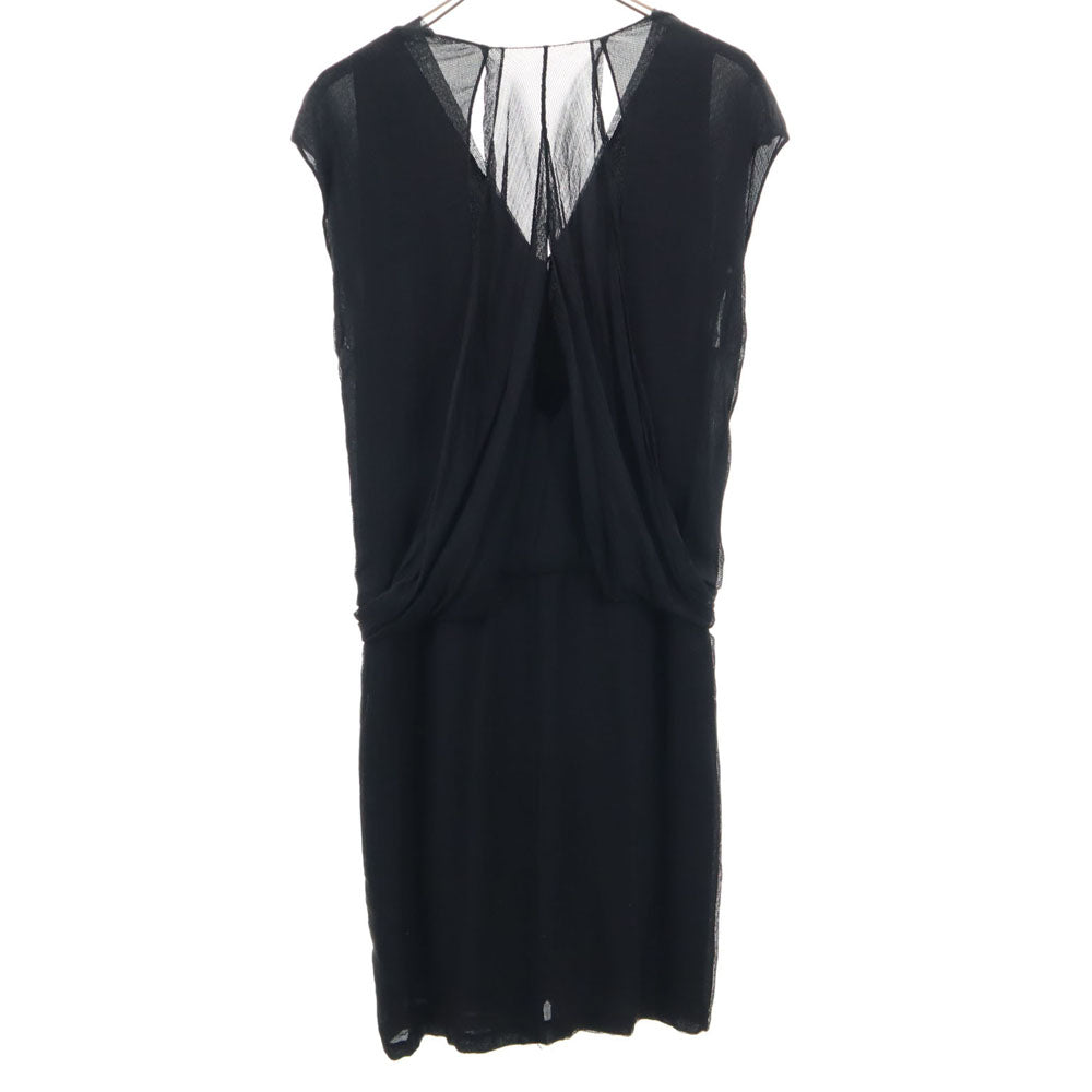 Alexander Wang アレキサンダーワン シルク100% 半袖 Vネック ミニワンピース 4 ブラック フレンチスリーブ レディース