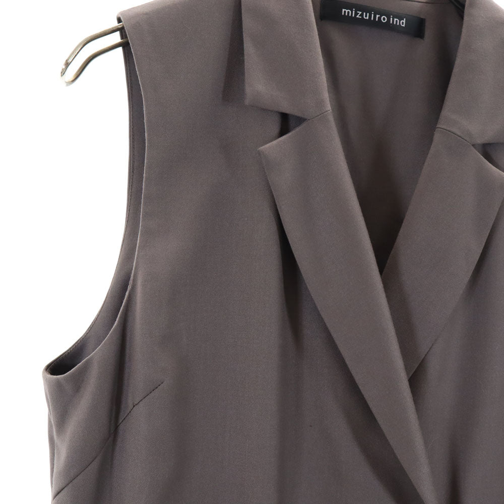 ミズイロインド ロング ベスト グレー mizuiro ind レディース