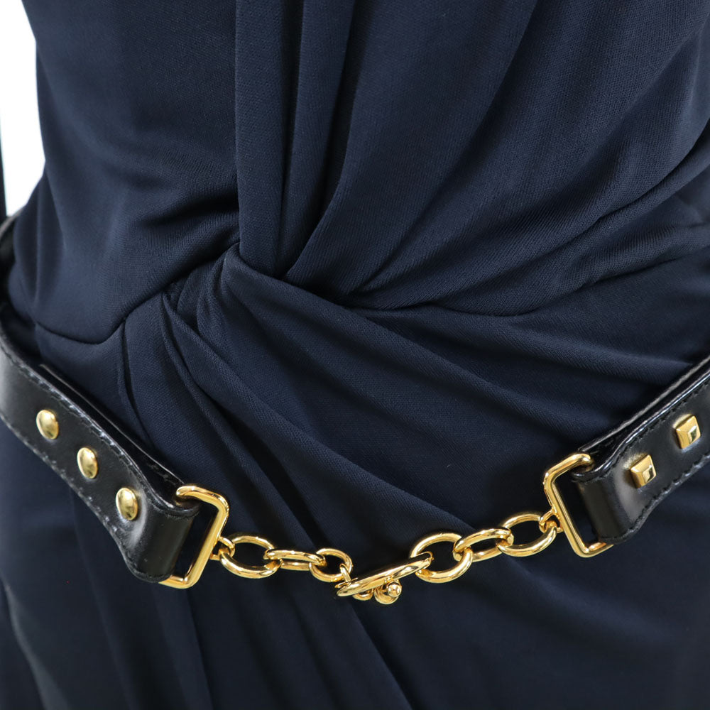 GUCCI グッチ イタリア製 長袖 ワンピース S ネイビー レディース