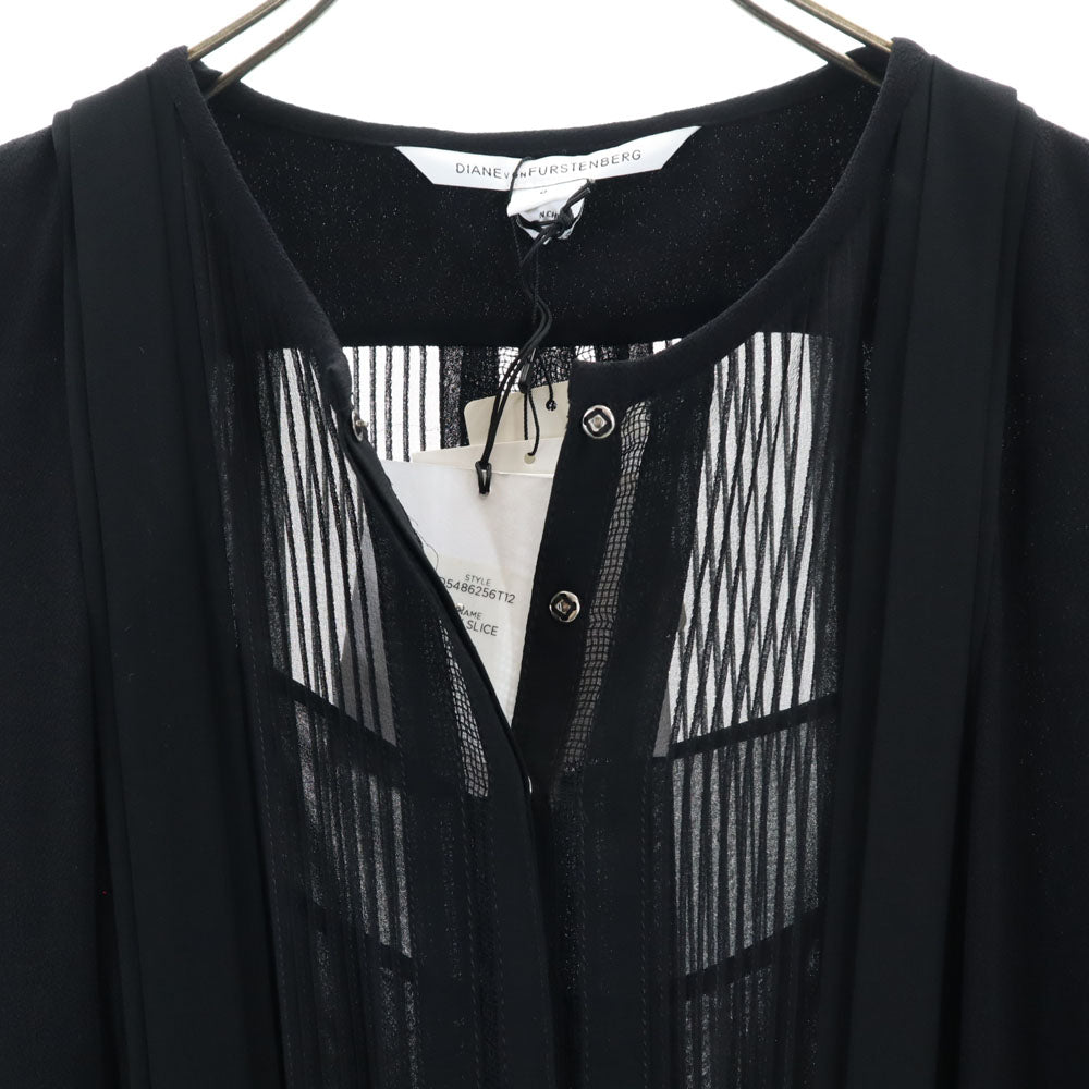 未使用 DIANE VON FURSTENBERG ダイアンフォンファステンバーグ 長袖 ミニワンピース 0 ブラック タグ付き レディース