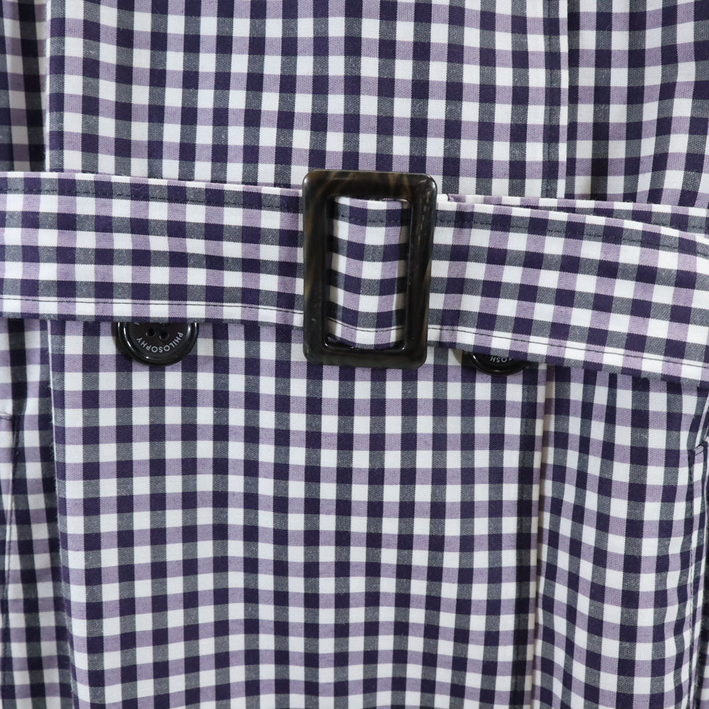 MACKINTOSH PHILOSOPHY マッキントッシュフィロソフィー チェック柄 トレンチコート 38 パープル 収納袋付き レディース