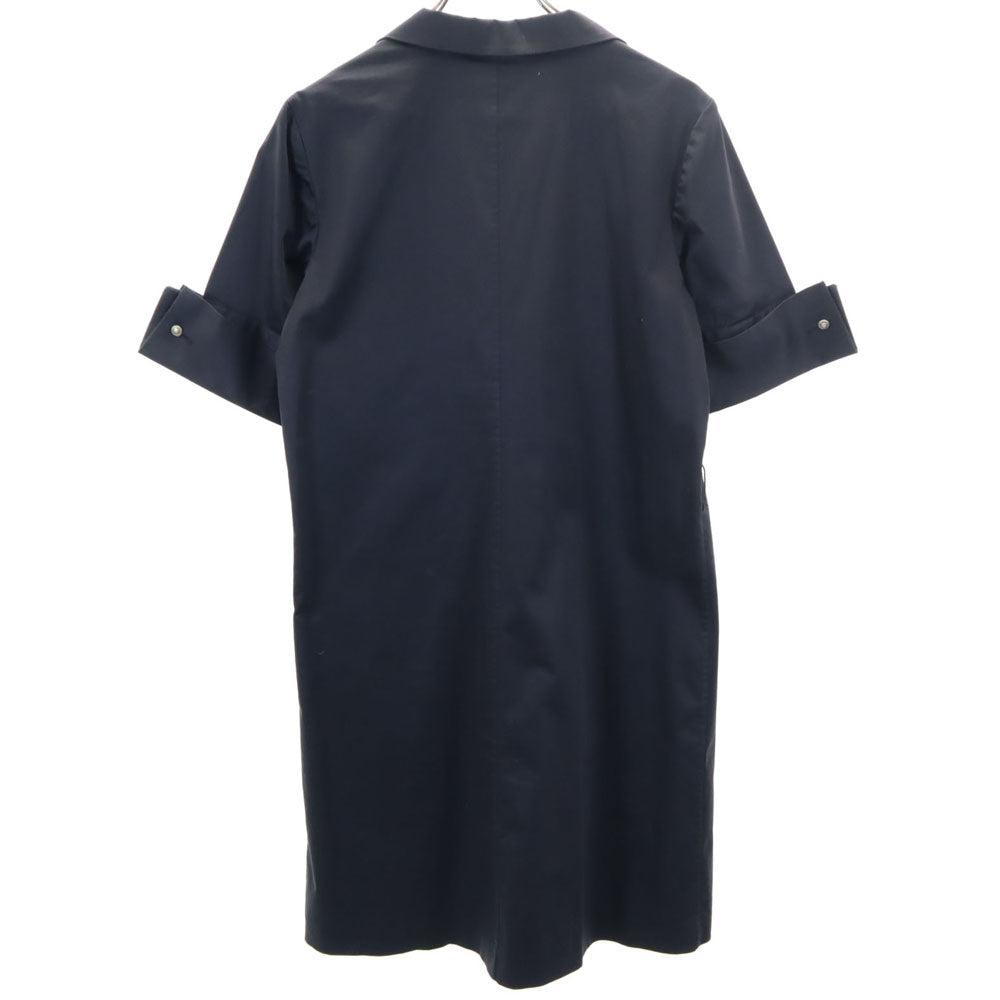 サルヴァトーレフェラガモ イタリア製 半袖 スキッパー シャツワンピース 10 ブラック Salvatore Ferragamo レディース