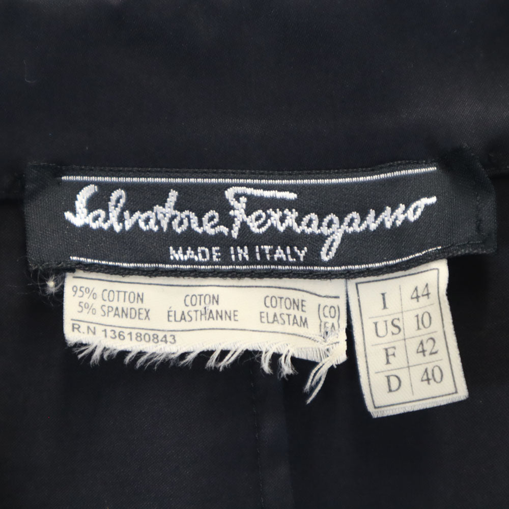 サルヴァトーレフェラガモ イタリア製 半袖 スキッパー シャツワンピース 10 ブラック Salvatore Ferragamo レディース