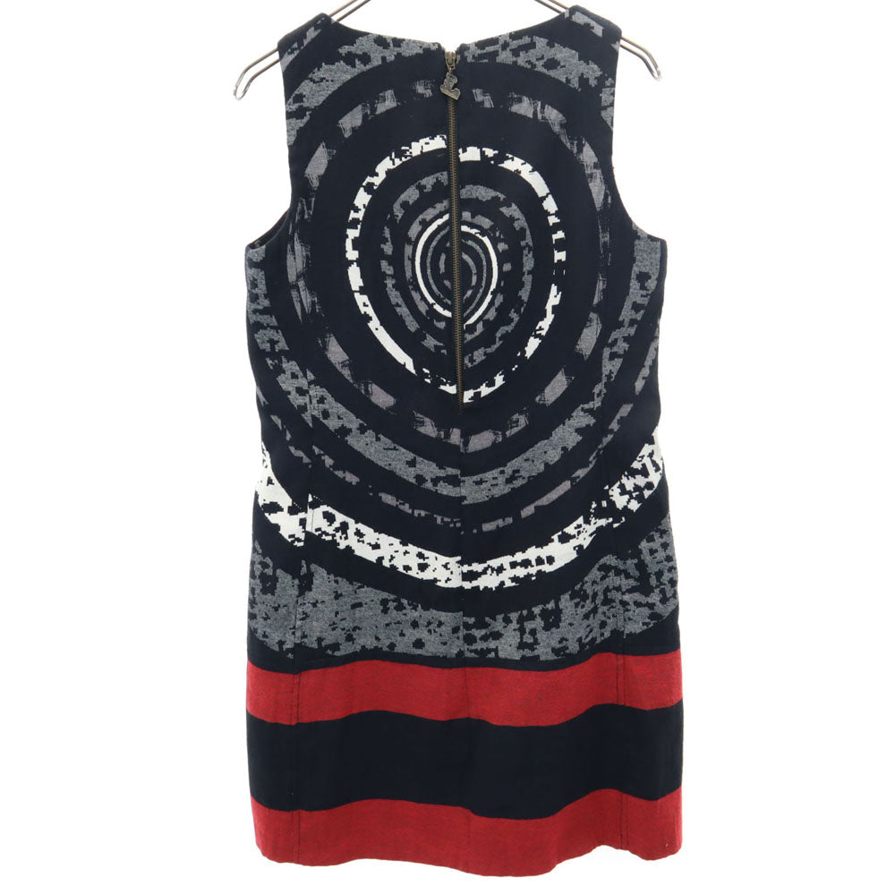 Desigual デシグアル 総柄 ノースリーブ ワンピース 40 ブラック系 レディース