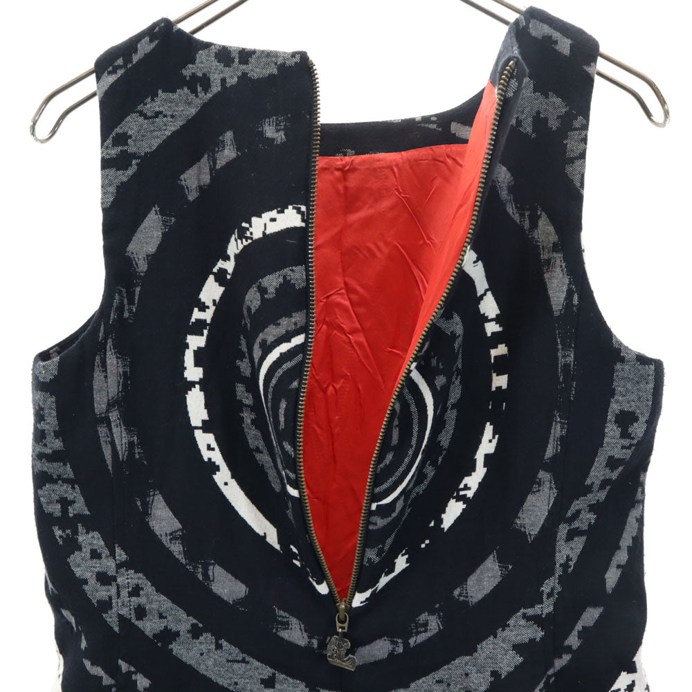 Desigual デシグアル 総柄 ノースリーブ ワンピース 40 ブラック系 レディース