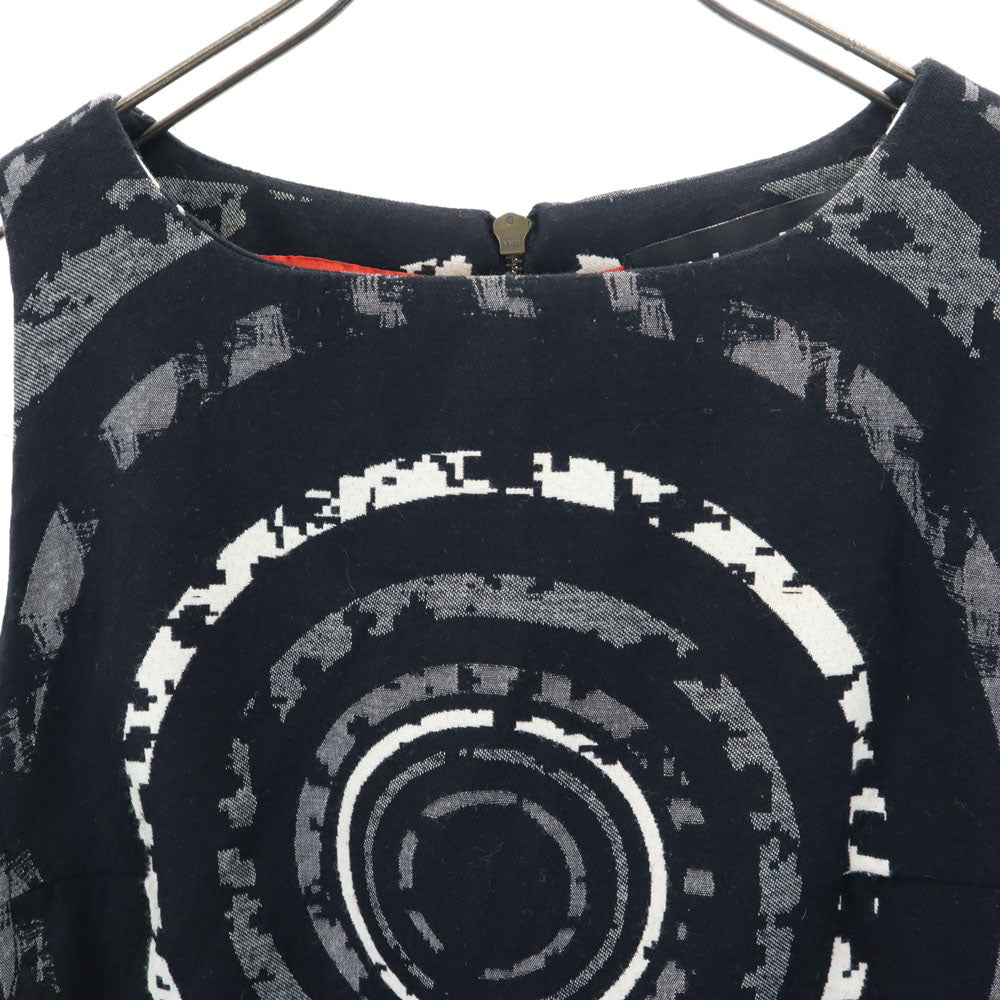 Desigual デシグアル 総柄 ノースリーブ ワンピース 40 ブラック系 レディース