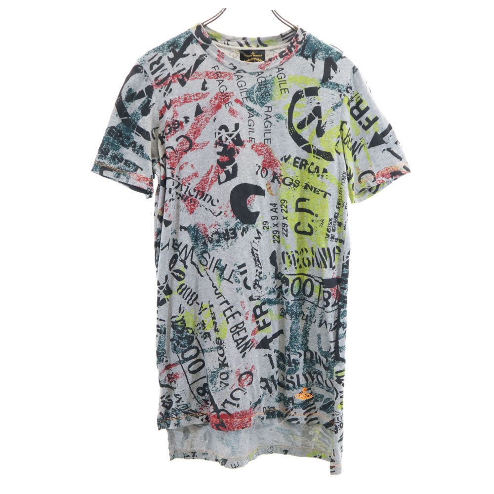 ヴィヴィアンウエストウッド アングロマニア 総柄 半袖 Tシャツ S グレー系 Vivienne Westwood ANGLOMANIA メンズ