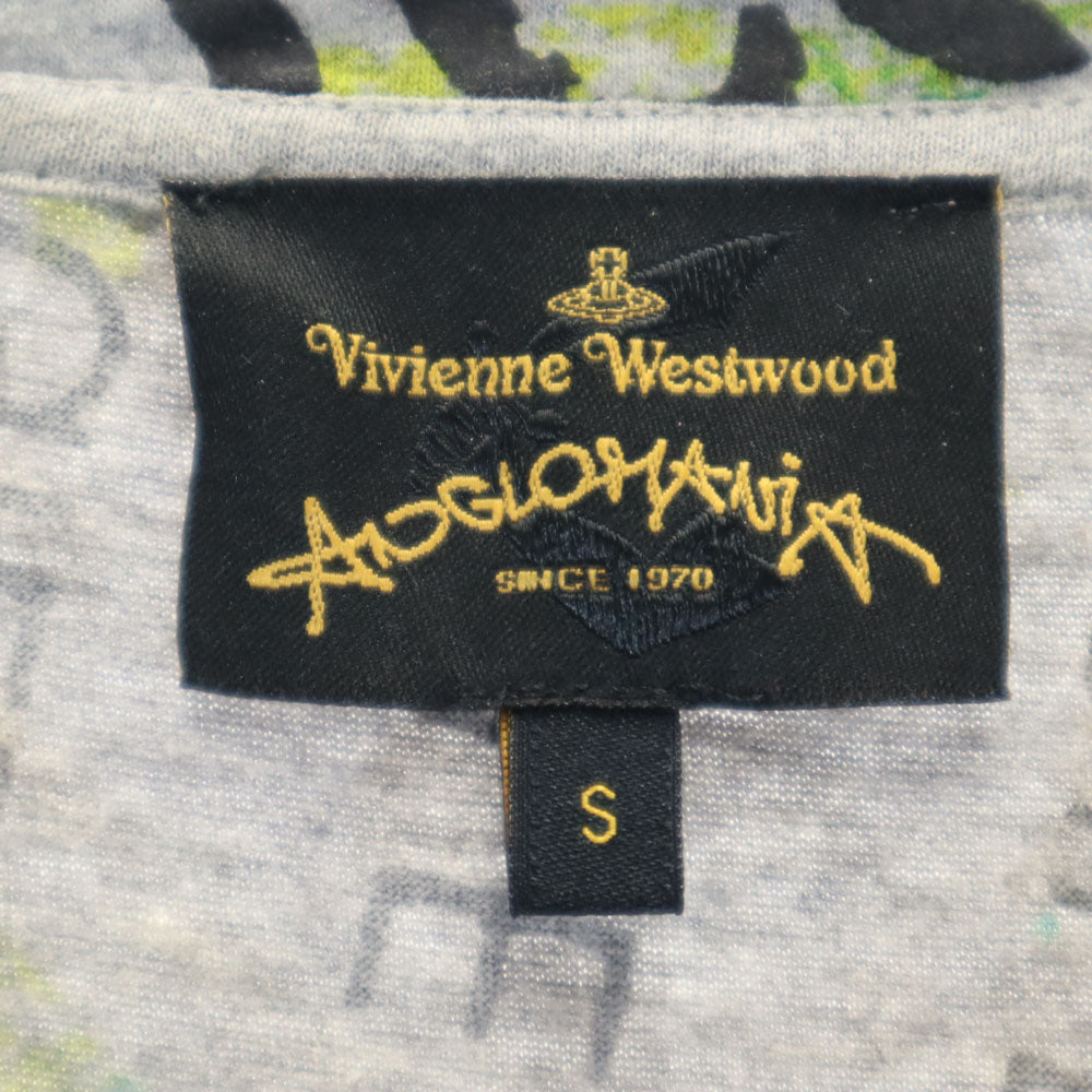 ヴィヴィアンウエストウッド アングロマニア 総柄 半袖 Tシャツ S グレー系 Vivienne Westwood ANGLOMANIA メンズ