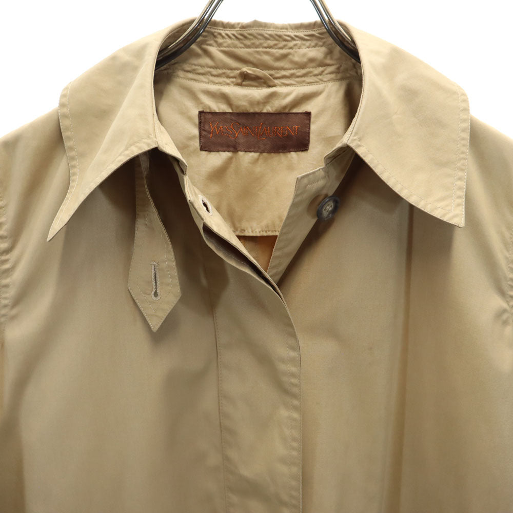 YVES SAINT LAURENT イヴサンローラン 80s 90s オールド 長袖 ステンカラーコート 9月11日 ベージュ系 レディース