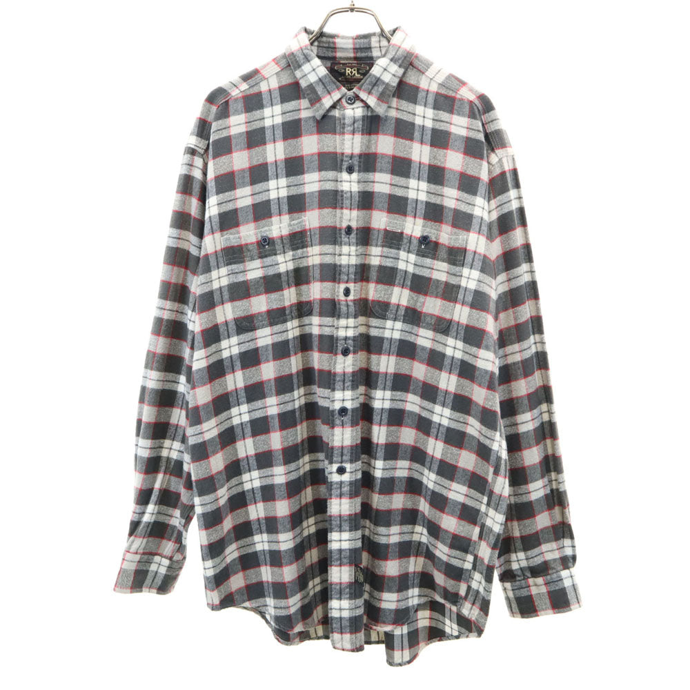 RRL ダブルアールエル 90s 赤3星 オールド 初期タグ チェック 長袖 シャツ L グレー系 RALPH LAUREN メンズ