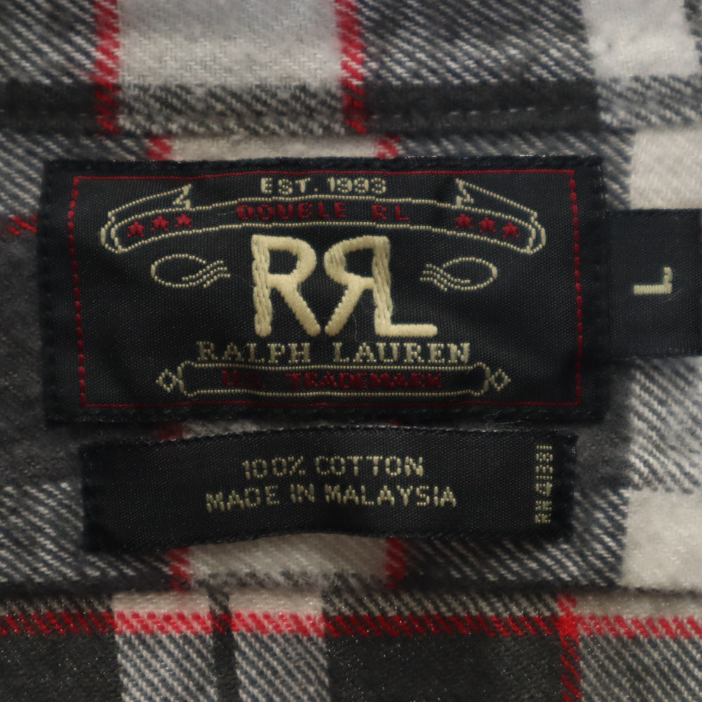 RRL ダブルアールエル 90s 赤3星 オールド 初期タグ チェック 長袖 シャツ L グレー系 RALPH LAUREN メンズ