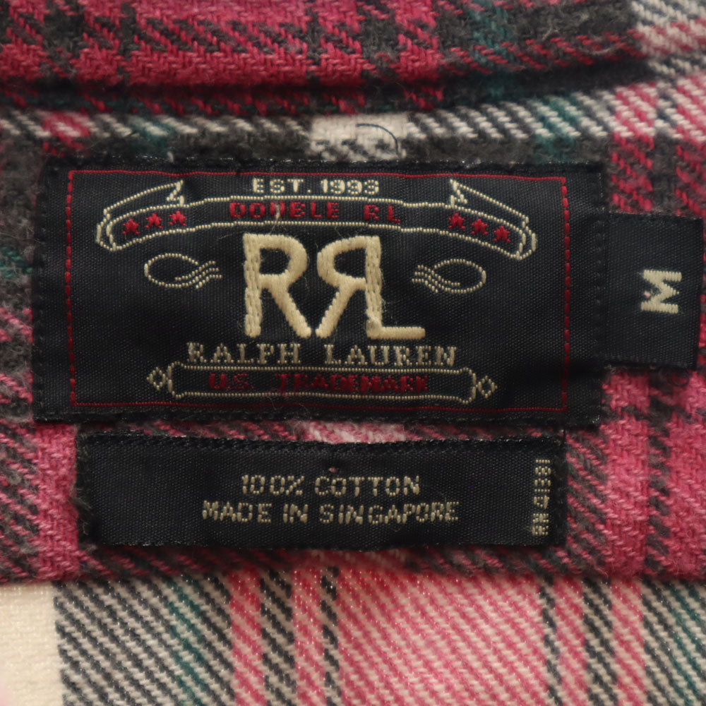 ダブルアールエル 90s 赤3星 オールド 初期タグ チェック 長袖 シャツ M ピンク系 RRL RALPH LAUREN メンズ