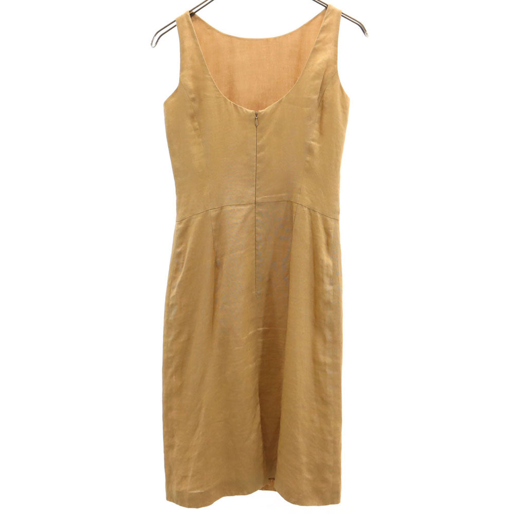 ARMANI アルマーニ イタリア製 リネン100% ノースリーブ ワンピース 38 ベージュ レディース