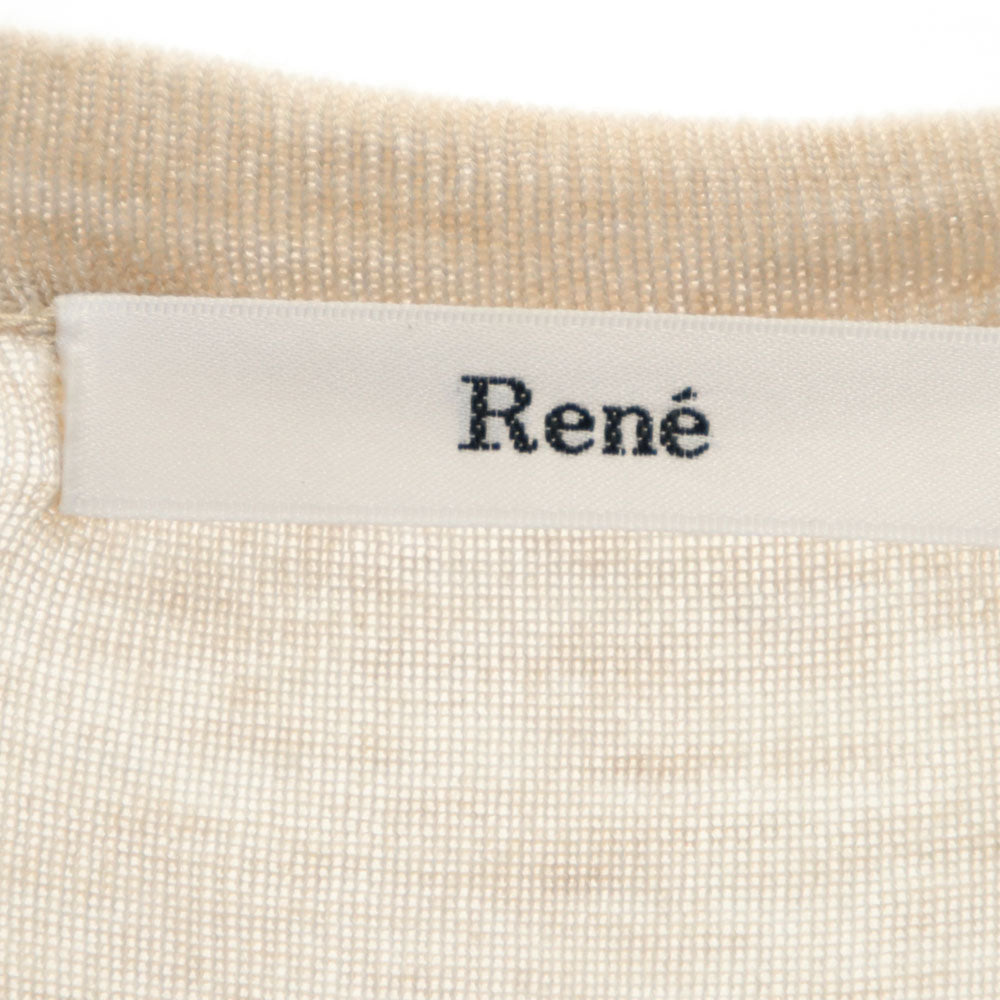 Rene ルネ 日本製 カシミヤブレンド 長袖 ニット ロング カーディガン 34 ベージュ メンズ