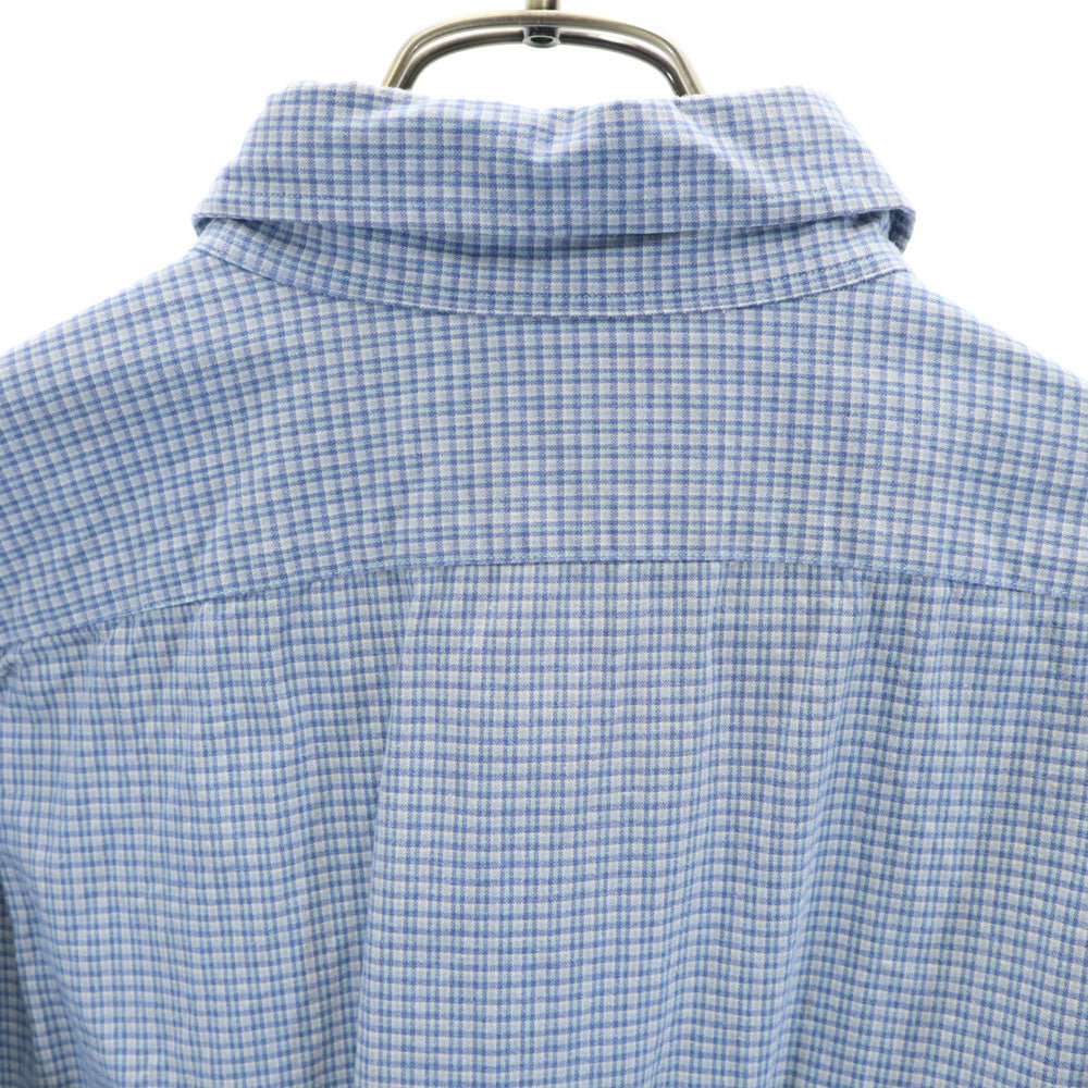 RRL 90s 初期タグ 赤3星 オールド チェック柄 長袖 ハーフボタン シャツ L ブルー系 ダブルアールエル RALPH LAUREN プルオーバー メンズ