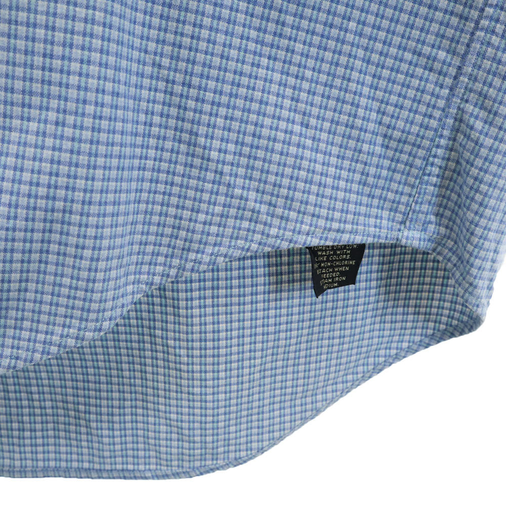 RRL 90s 初期タグ 赤3星 オールド チェック柄 長袖 ハーフボタン シャツ L ブルー系 ダブルアールエル RALPH LAUREN プルオーバー メンズ