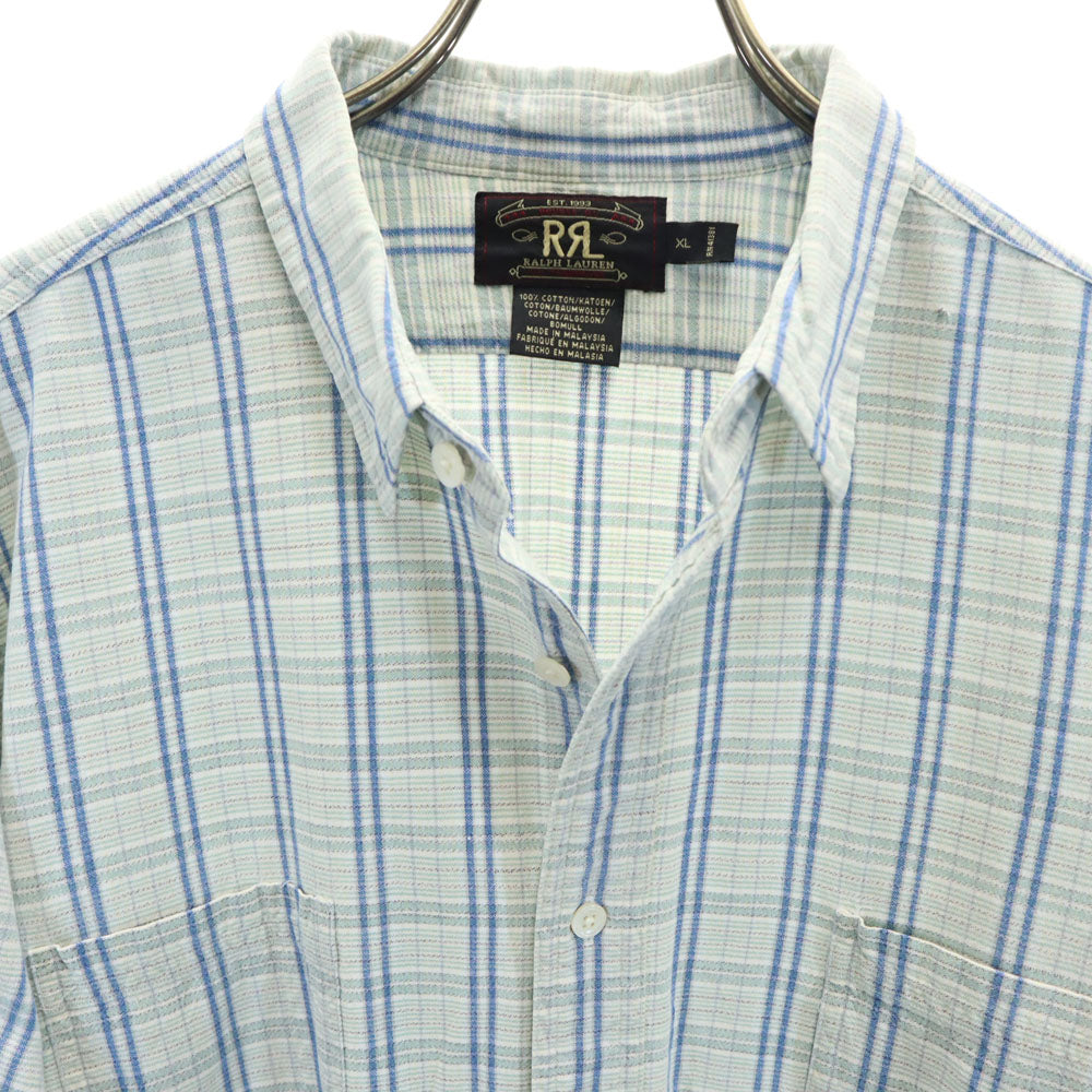 RRL 90s 初期タグ 赤3星 オールド チェック柄 長袖 シャツ XL ブルー系 ダブルアールエル RALPH LAUREN メンズ