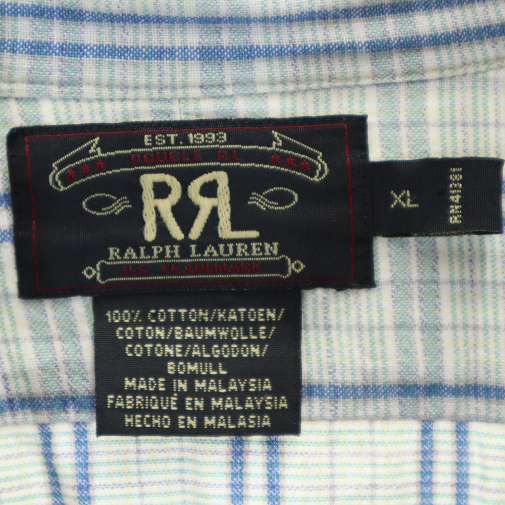 RRL 90s 初期タグ 赤3星 オールド チェック柄 長袖 シャツ XL ブルー系 ダブルアールエル RALPH LAUREN メンズ