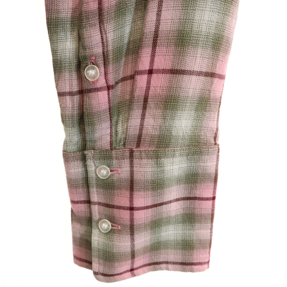 LAD MUSICIAN ラッドミュージシャン 日本製 チェック柄 長袖 ロングシャツ 42 レッド系 メンズ