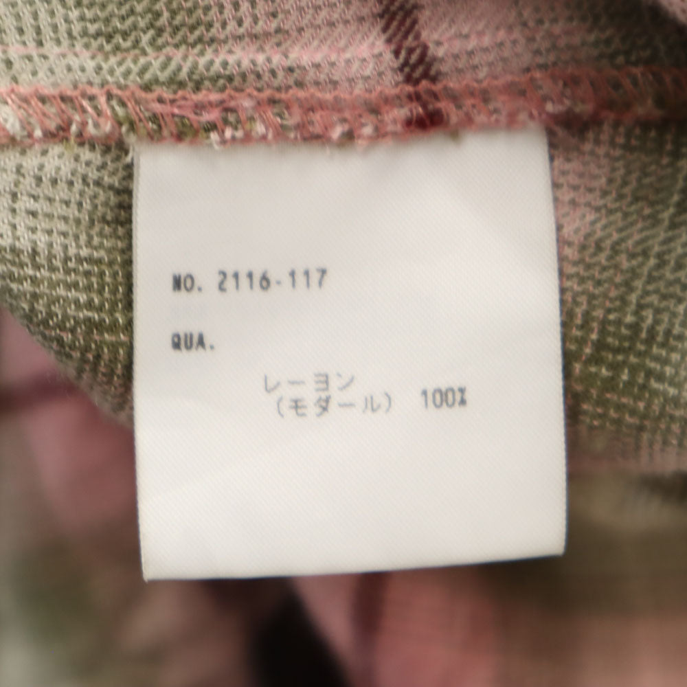 LAD MUSICIAN ラッドミュージシャン 日本製 チェック柄 長袖 ロングシャツ 42 レッド系 メンズ