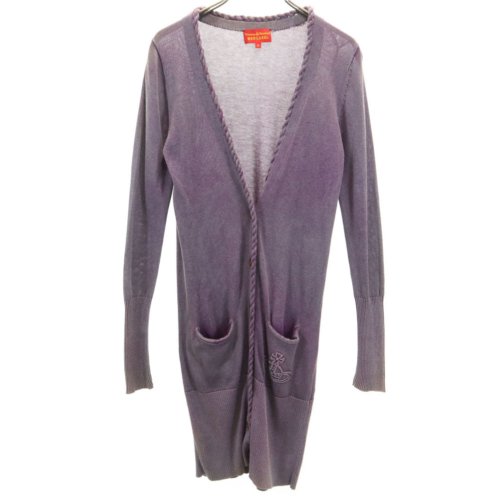 Vivienne Westwood Red Label ヴィヴィアンウエストウッド レッドレーベル 長袖 ロング Vネック ニットカーディガン 2 パープル レディース