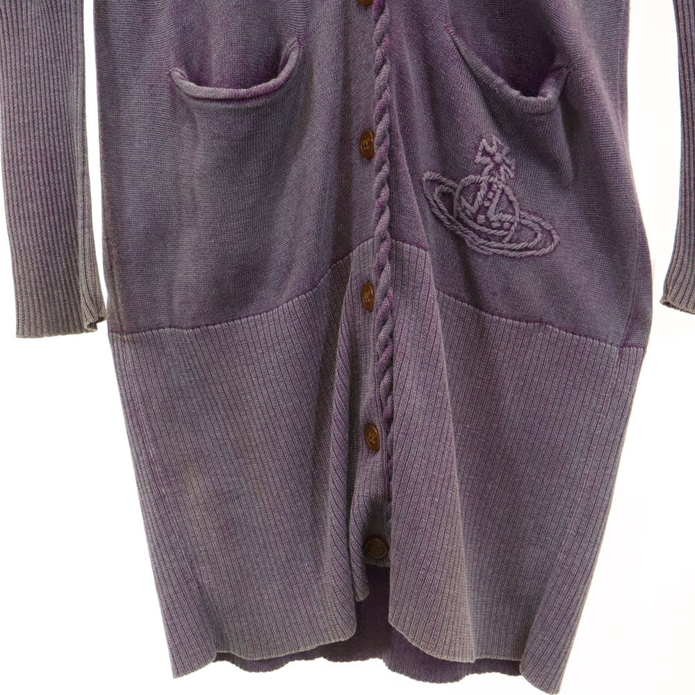 Vivienne Westwood Red Label ヴィヴィアンウエストウッド レッドレーベル 長袖 ロング Vネック ニットカーディガン 2 パープル レディース