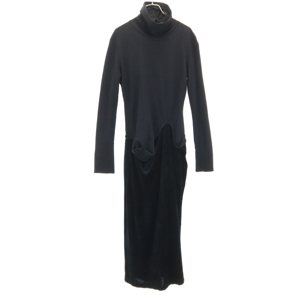 Y's ワイズ 80s 日本製 ヴィンテージ 長袖 タートルネック ワンピース ブラック レディース