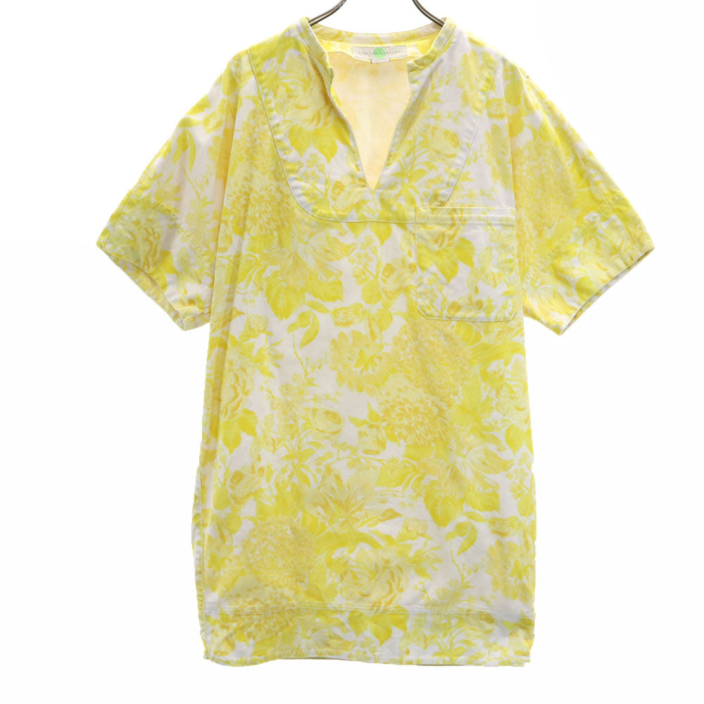 Stella McCartney ステラマッカートニー イタリア製 花柄 半袖 スキッパー ワンピース 36 イエロー レディース