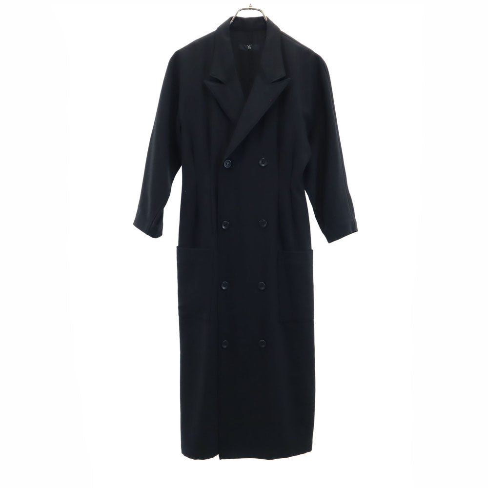 ワイズ 80s 日本製 ウール ヴィンテージ ロングコート ブラック Y's ダブルボタン レディース