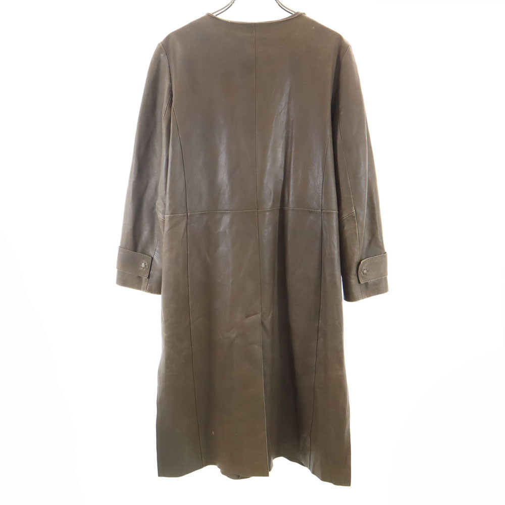 WEEKEND MaxMara ウィークエンドマックスマーラ フェイクレザー ノーカラー ステンカラーコート 38 ブラウン系 レディース