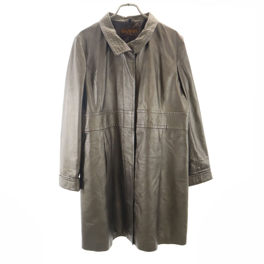 BALMAIN バルマン シープスキン レザーコート 13 ブラウン系 PARIS レディース